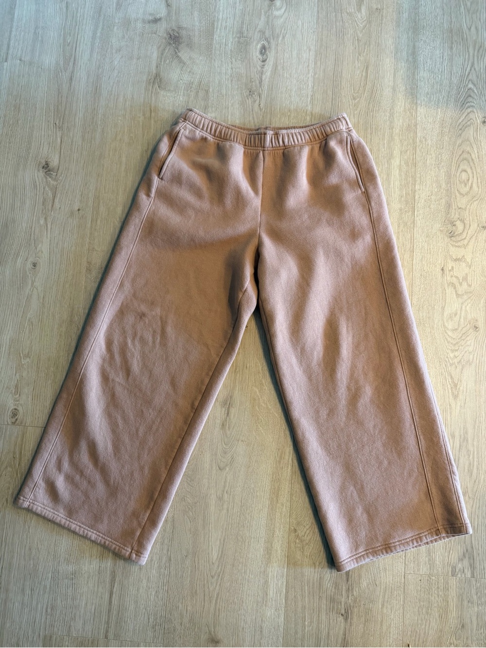Offline by Aerie Wide Leg Sweat Pants Size Large Camel/Tan Color Drawstring